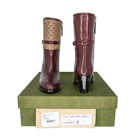 Gucci Women's Leather & Mini GG Canvas Ankle Boots - Picture 12 of 15